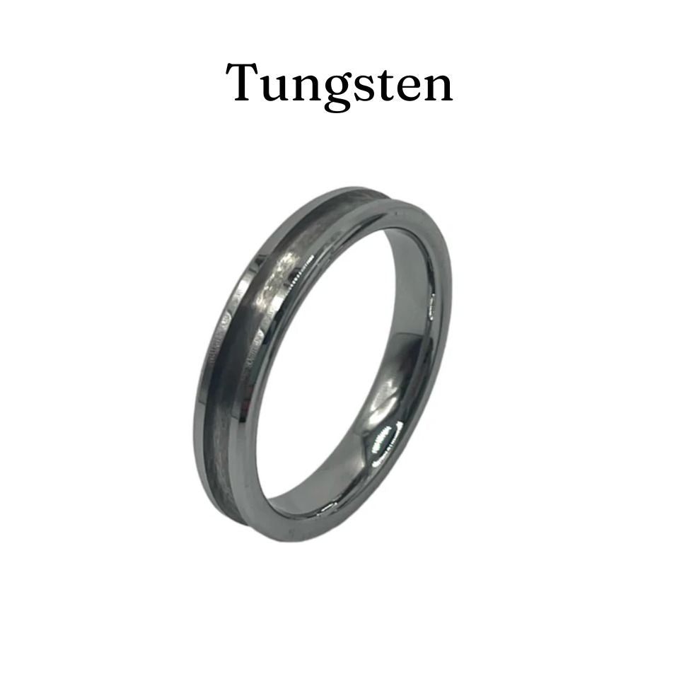 Tungsten ring on a white background with 'Tungsten' text above it.